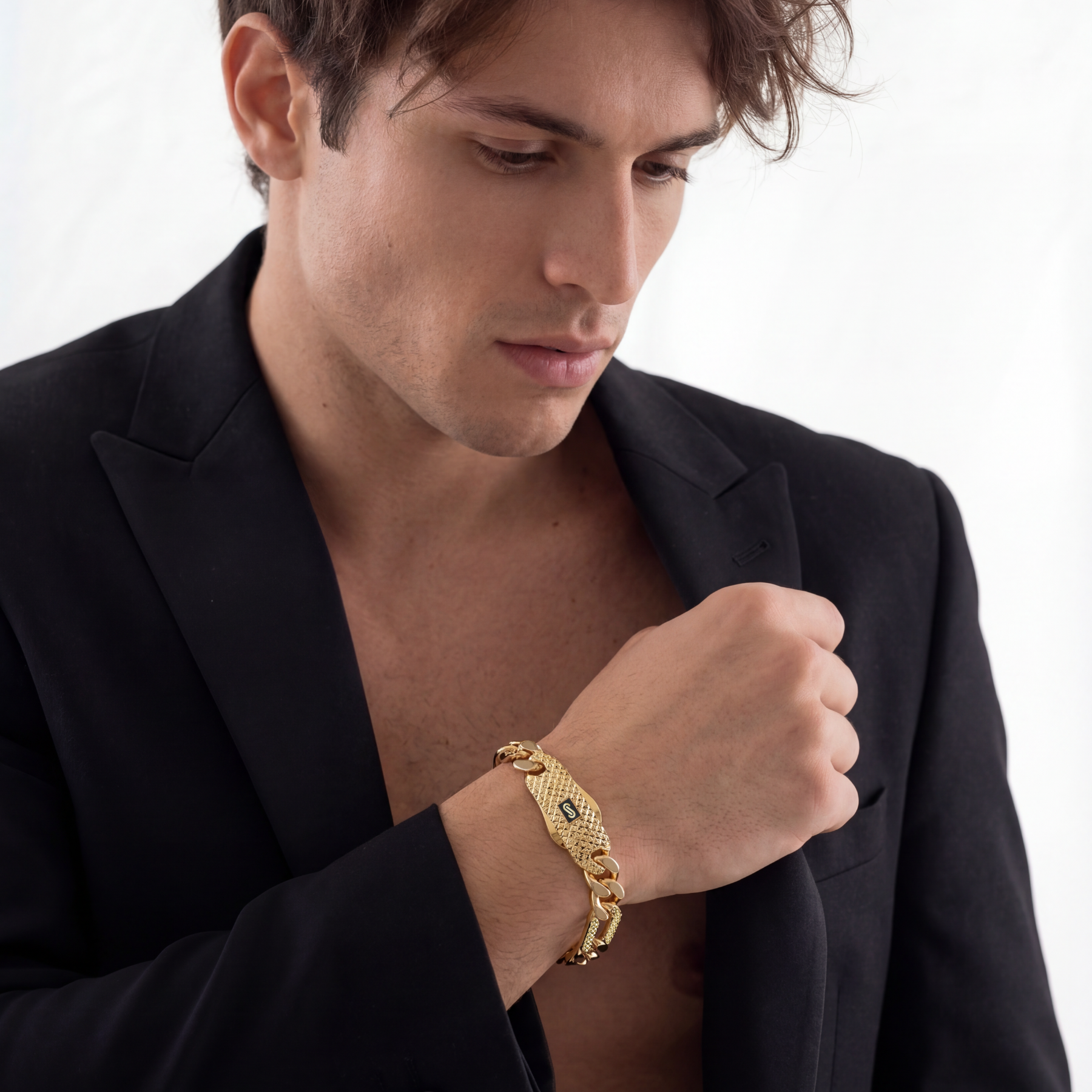 Men's Bracelet- Monaco Chain FIGARO Alternate Flex