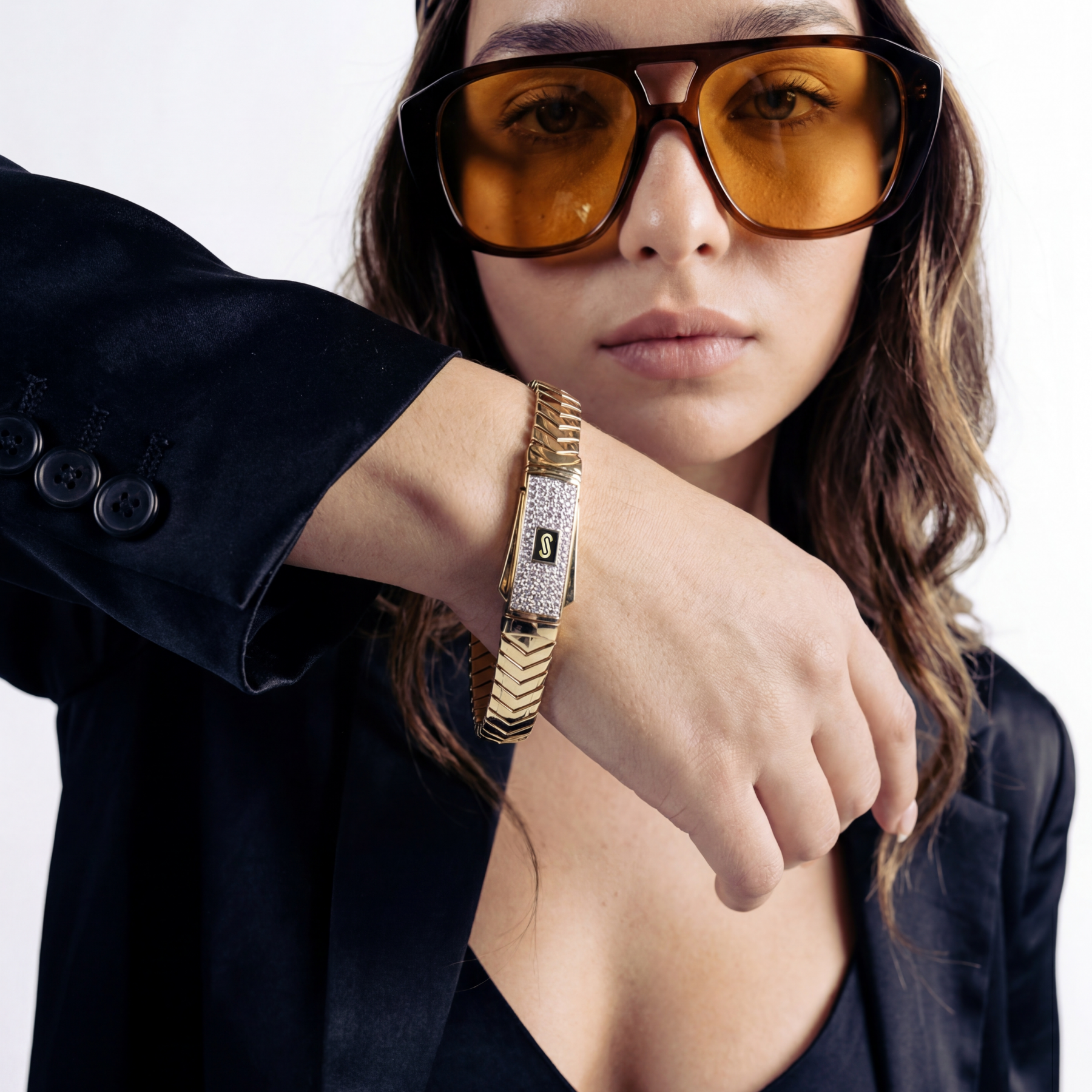 Women's Bracelet- Monaco Chain MERM Pavé Lock