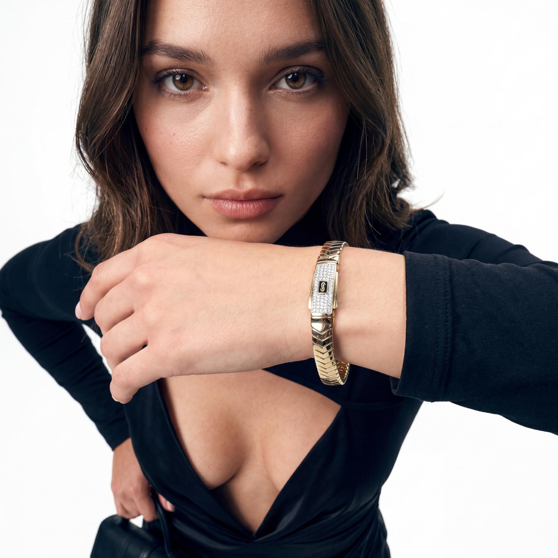 Women's Bracelet- Monaco Chain MERM Pavé Lock