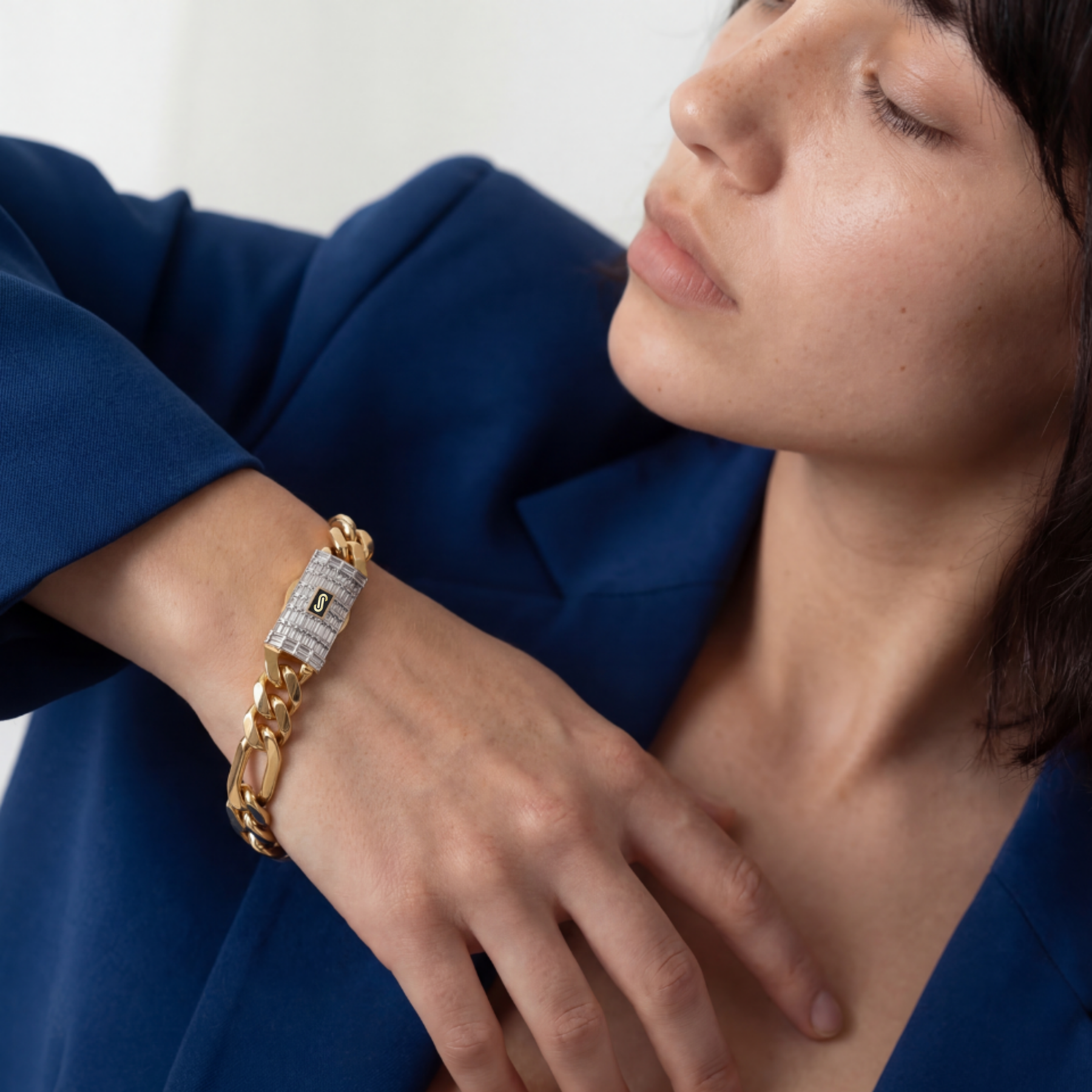 Women's Bracelet - Monaco Chain FIGARO Baguette Lock