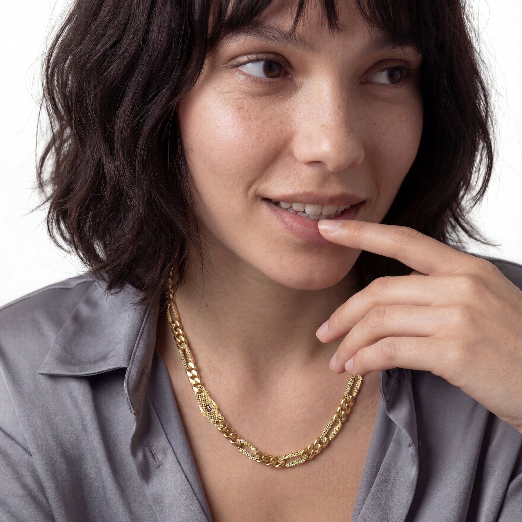 Women's Necklace/Choker - Monaco Chain FIGARO Alternate Flex