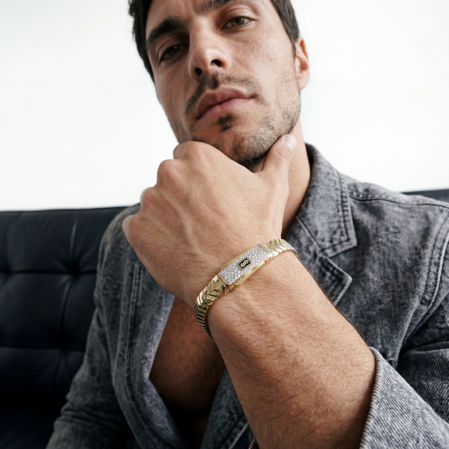 Men's Bracelet- Monaco Chain MERM Pavé Lock