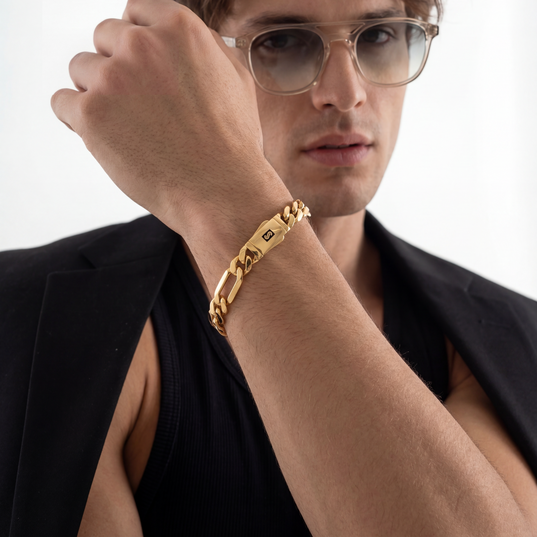 Men's Bracelet - Monaco Chain FIGARO Plain