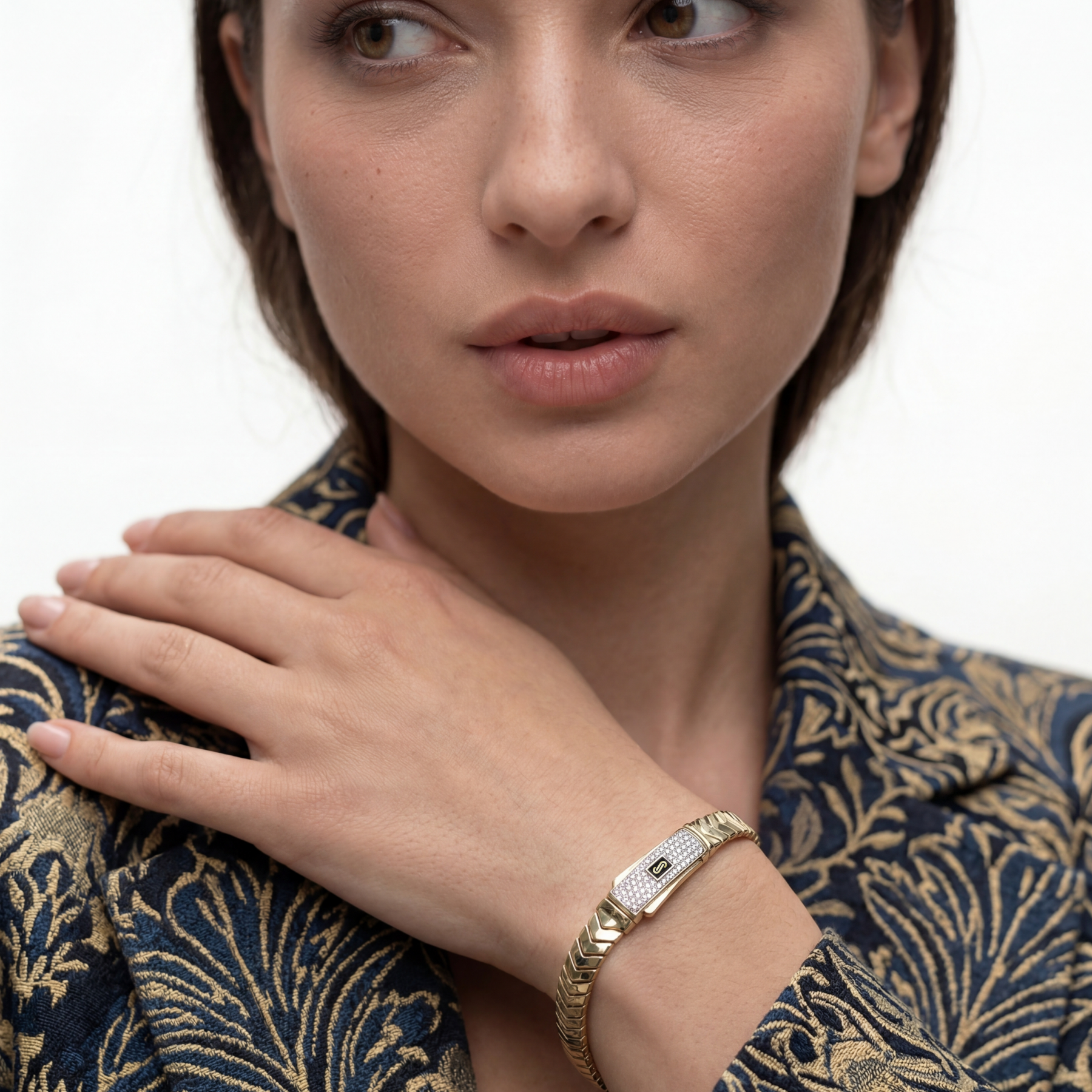 Women's Bracelet- Monaco Chain MERM Pavé Lock