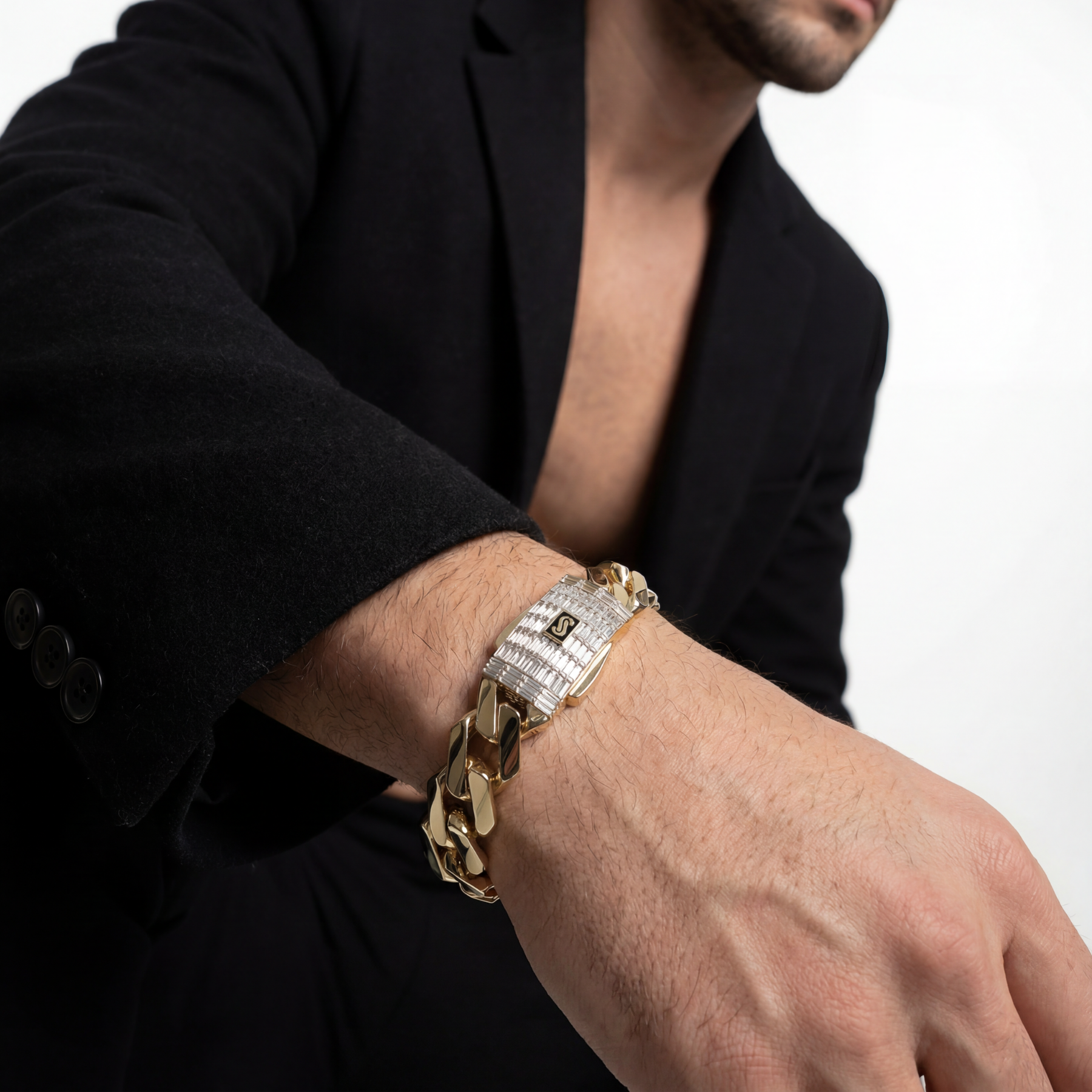 Men's Bracelet - Monaco Chain EDGE Baguette Lock
