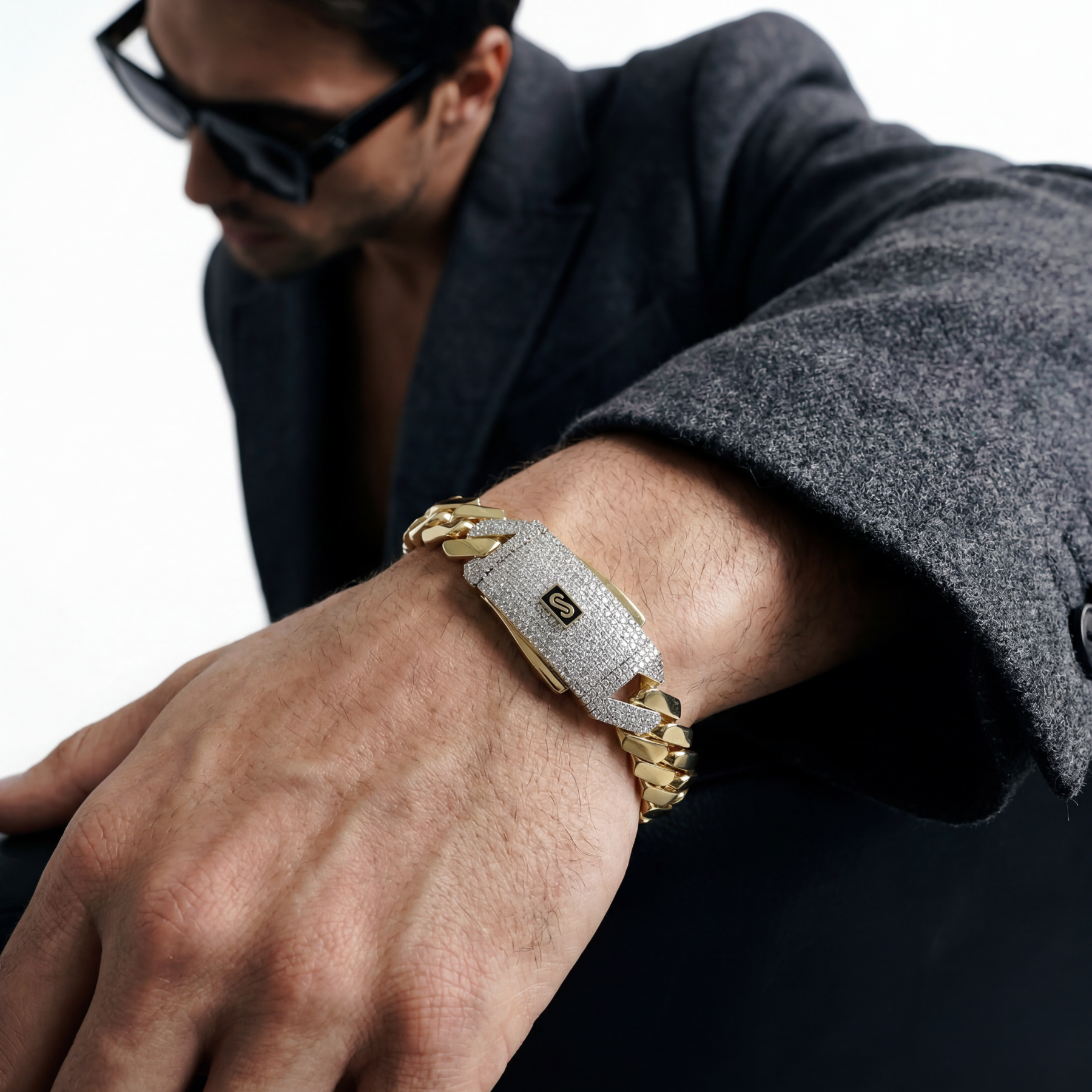Men's Bracelet - Monaco Chain EDGE Pavé Lock