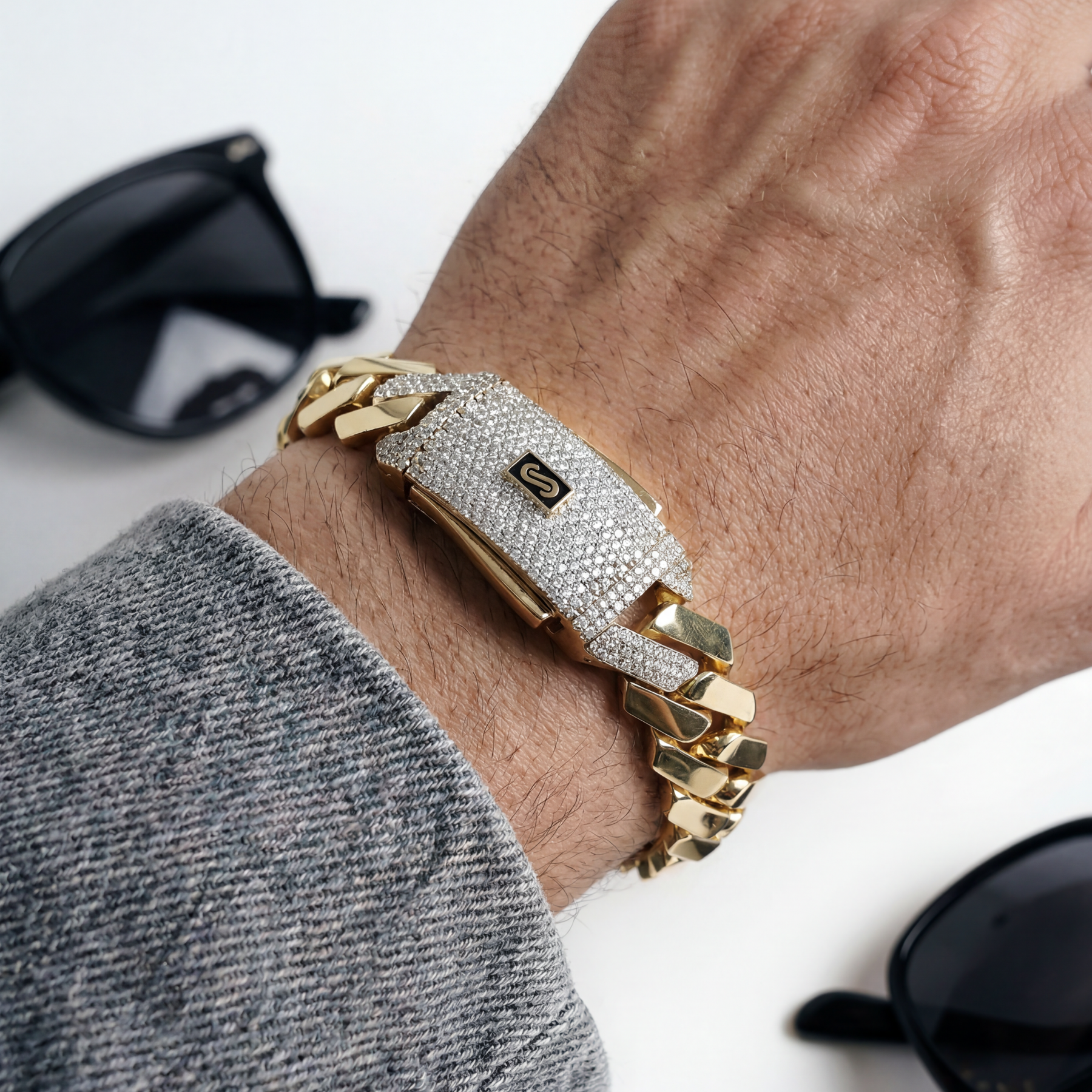 Men's Bracelet - Monaco Chain EDGE Pavé Lock