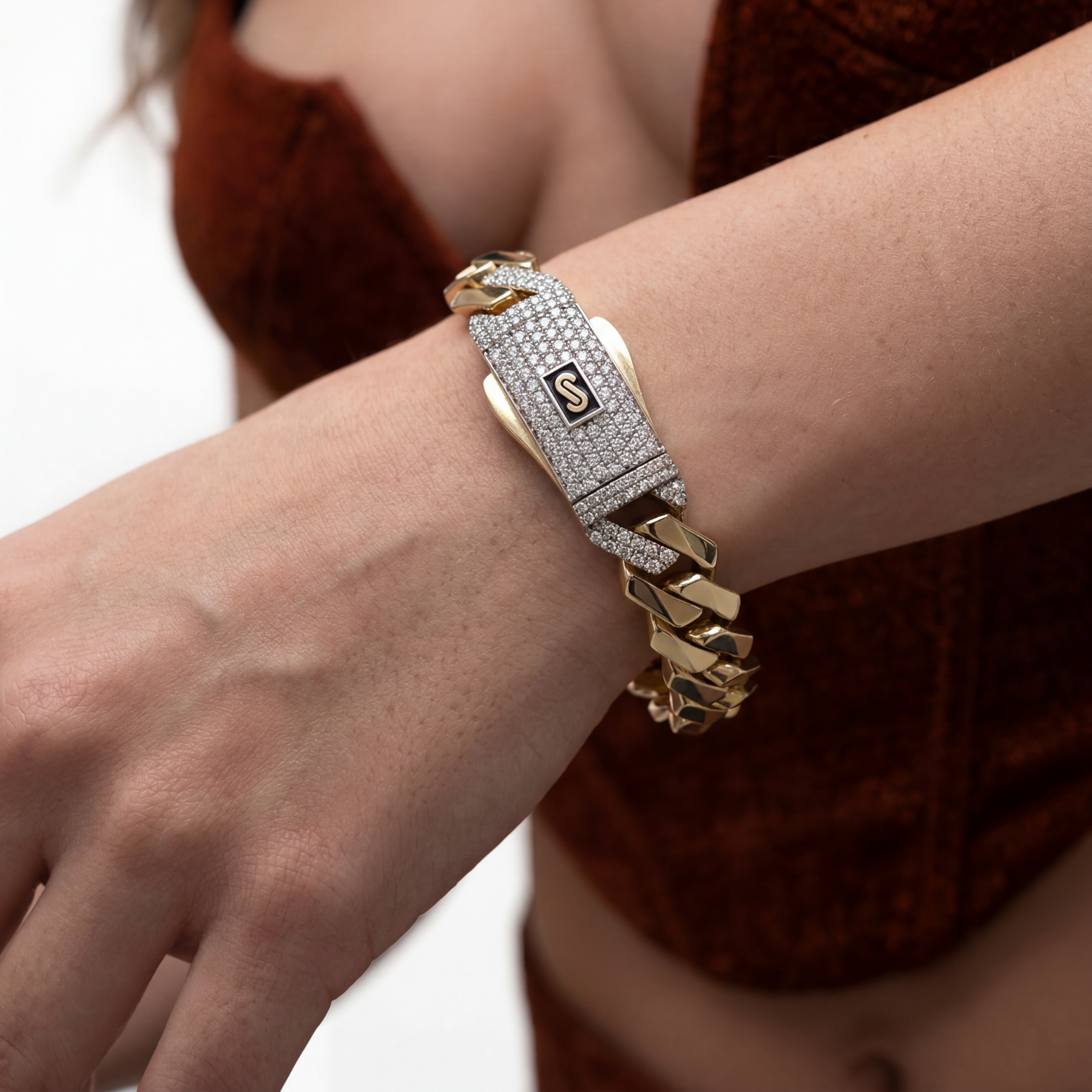Women's Bracelet - Monaco Chain EDGE Pavé Lock