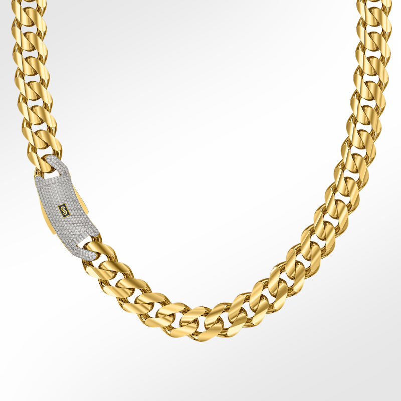 Collar de hombre - Monaco Chain CLASSIC Pavé Lock