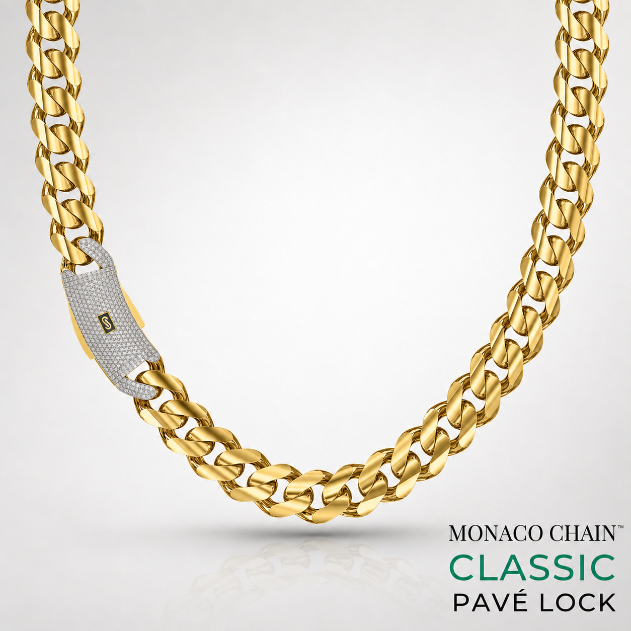 Collar de hombre - Monaco Chain CLASSIC Pavé Lock