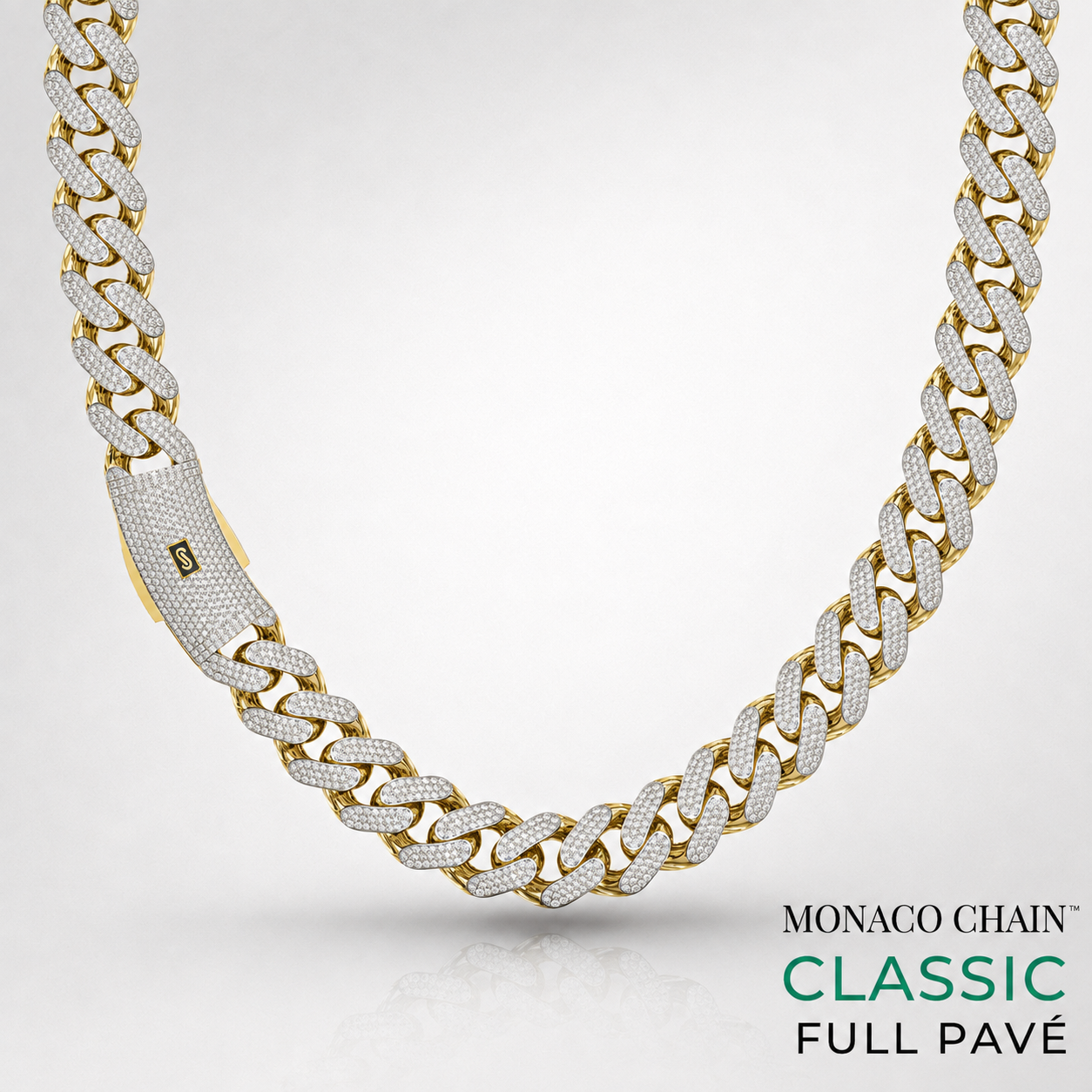 Men's Necklace - Monaco Chain CLASSIC Full Pavé