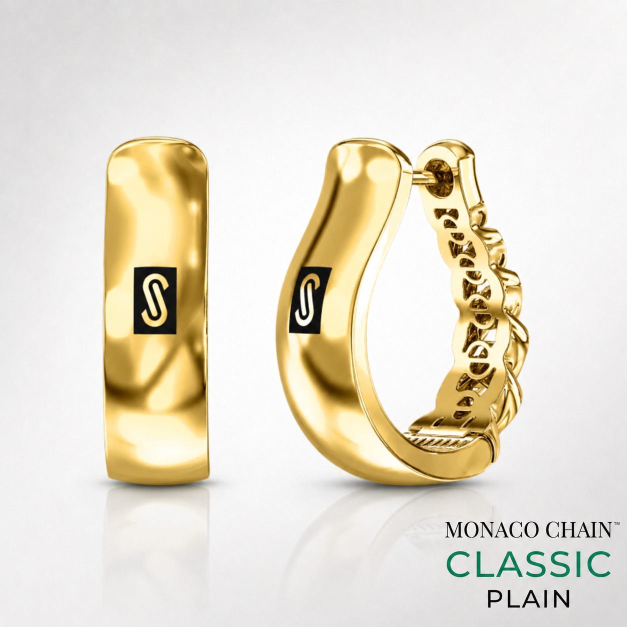 Women's Earrings - Monaco Chain HOOP Plain