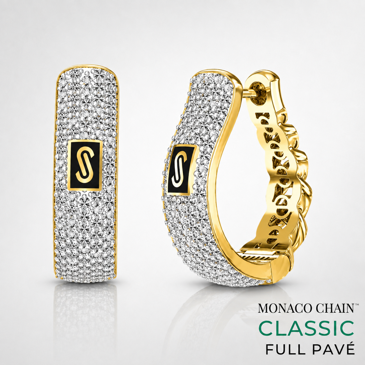 Women's Earrings - Monaco Chain HOOP Pavé Lock