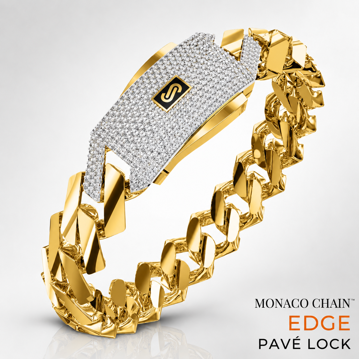 Women's Bracelet - Monaco Chain EDGE Pavé Lock
