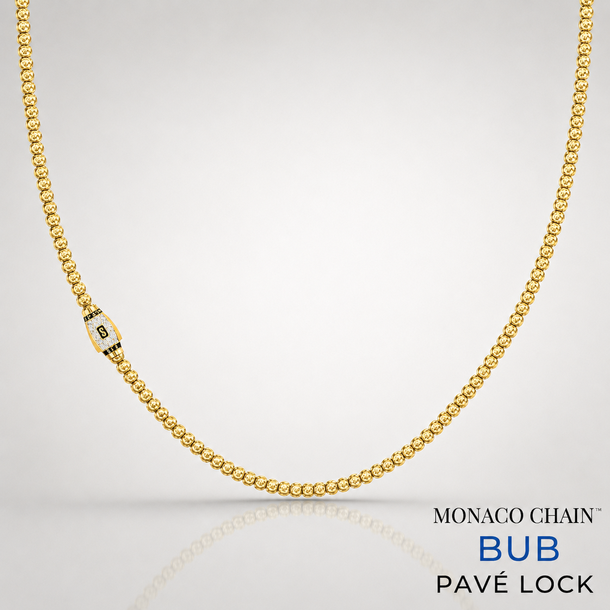 Collar para hombre - Cadena Monaco BUB con cierre pavé