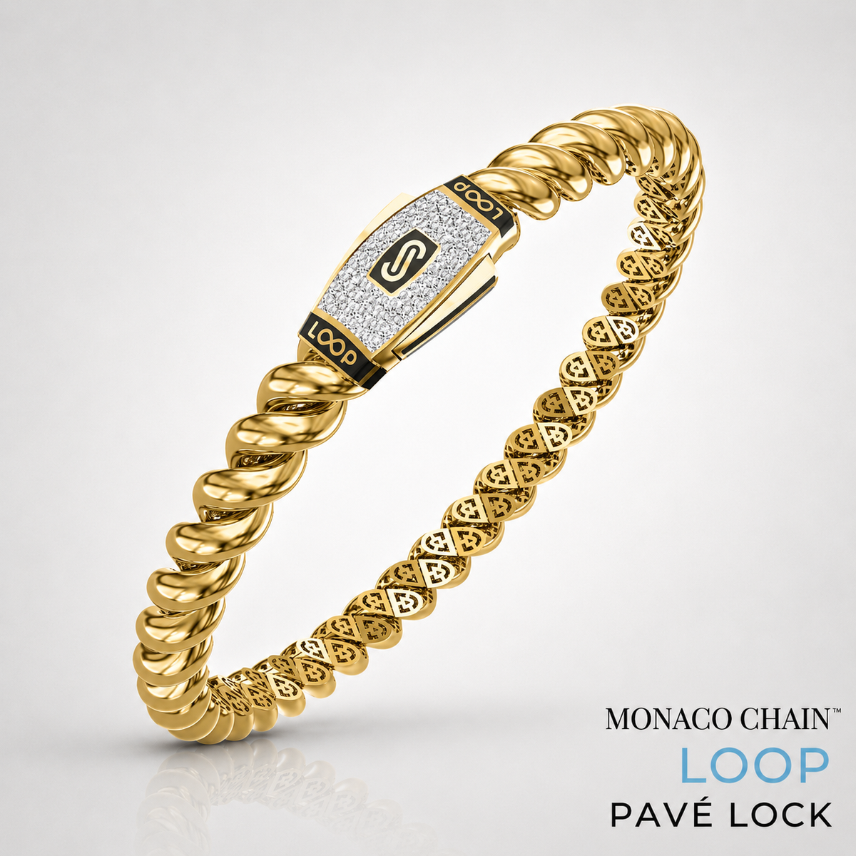 Women's Bracelet - Monaco Chain LOOP Pavé Lock