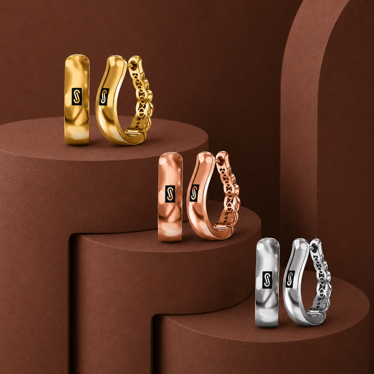 Women's Earrings - Monaco Chain HOOP Plain