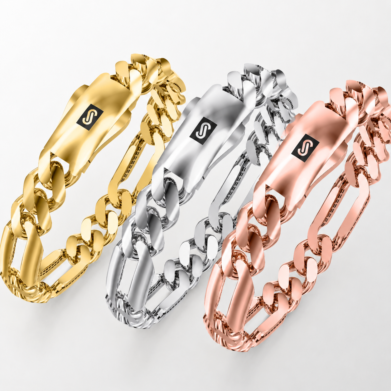 Men's Bracelet - Monaco Chain FIGARO Plain