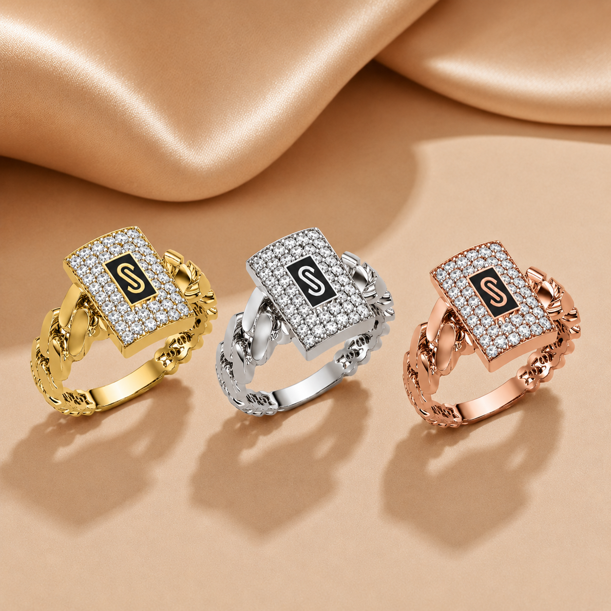 Women's Ring - Monaco Chain CLASSIC Pavé Lock