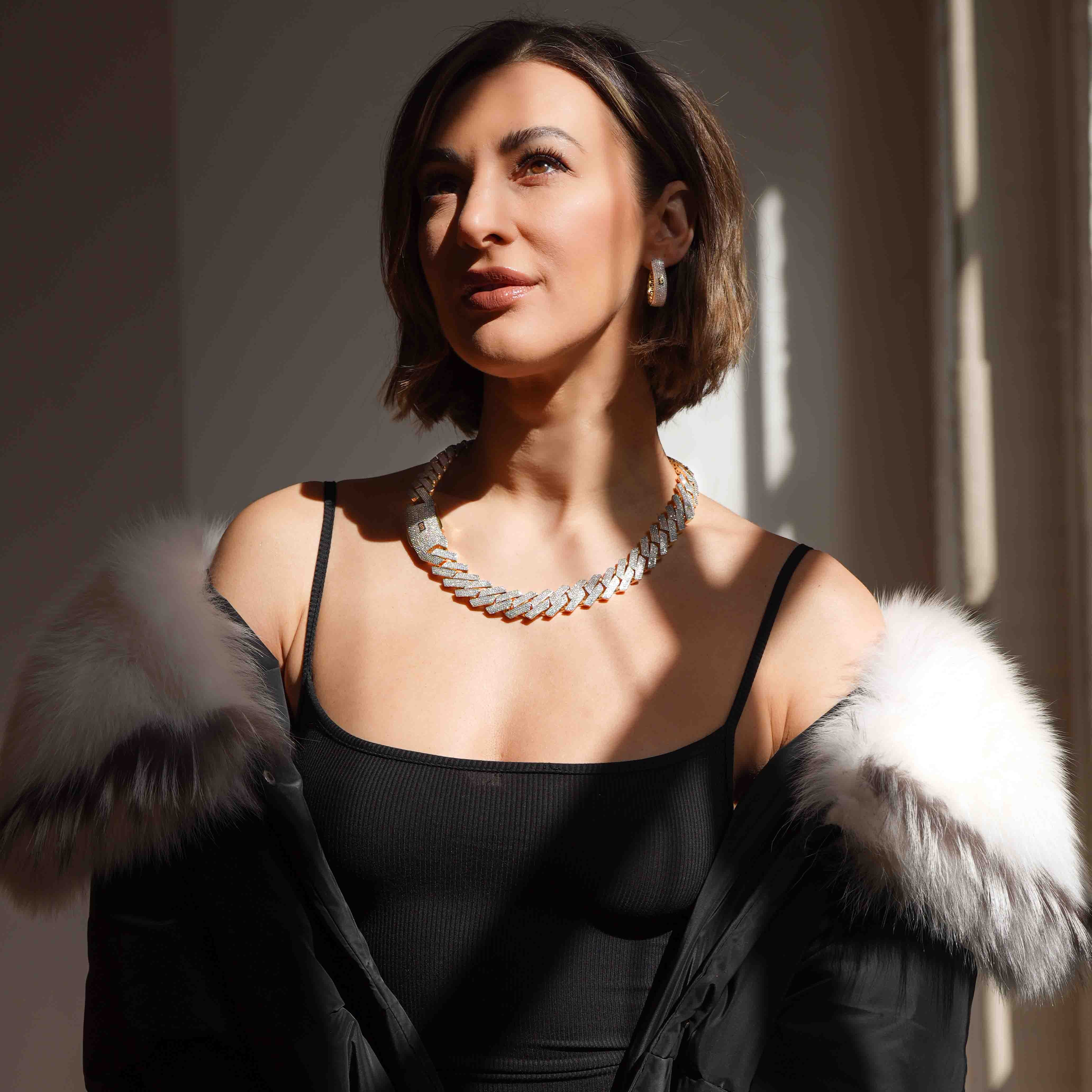 Aretes - Monaco Chain HOOP Pavé Lock