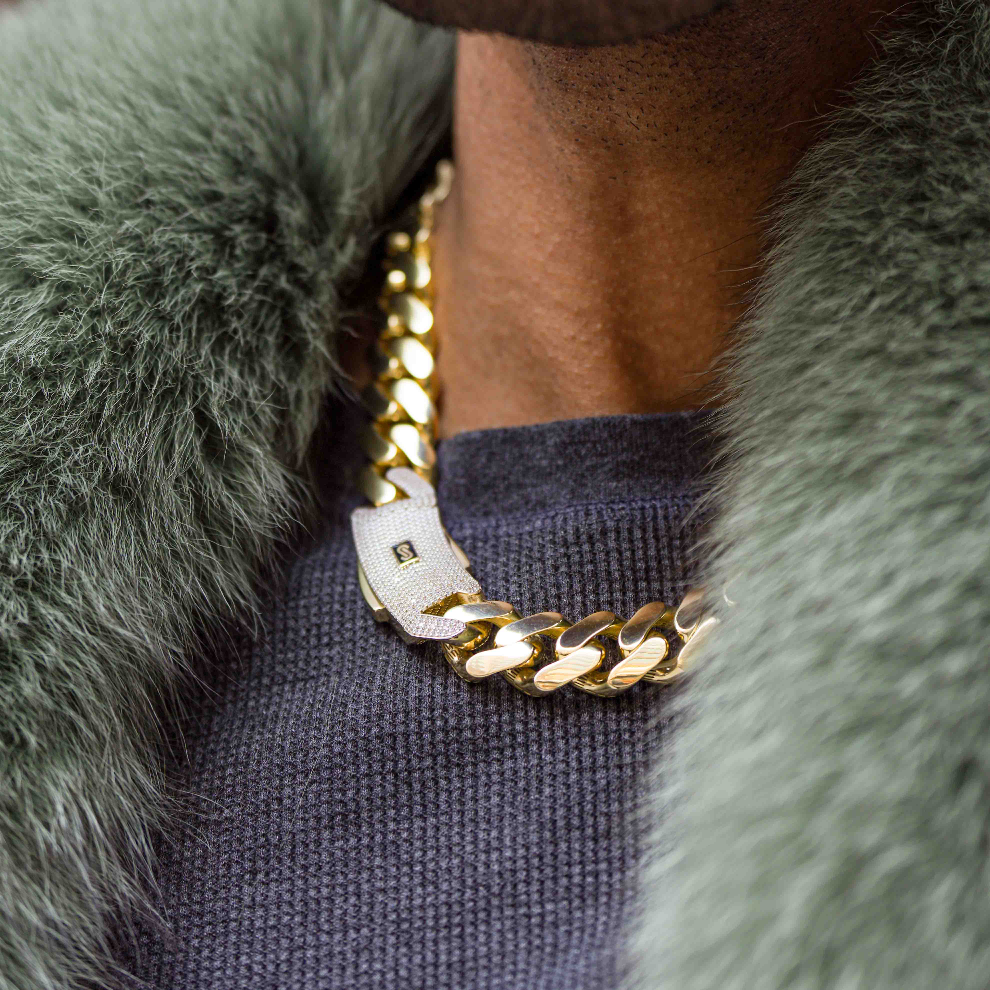 Men's Necklace - Monaco Chain CLASSIC Pavé Lock