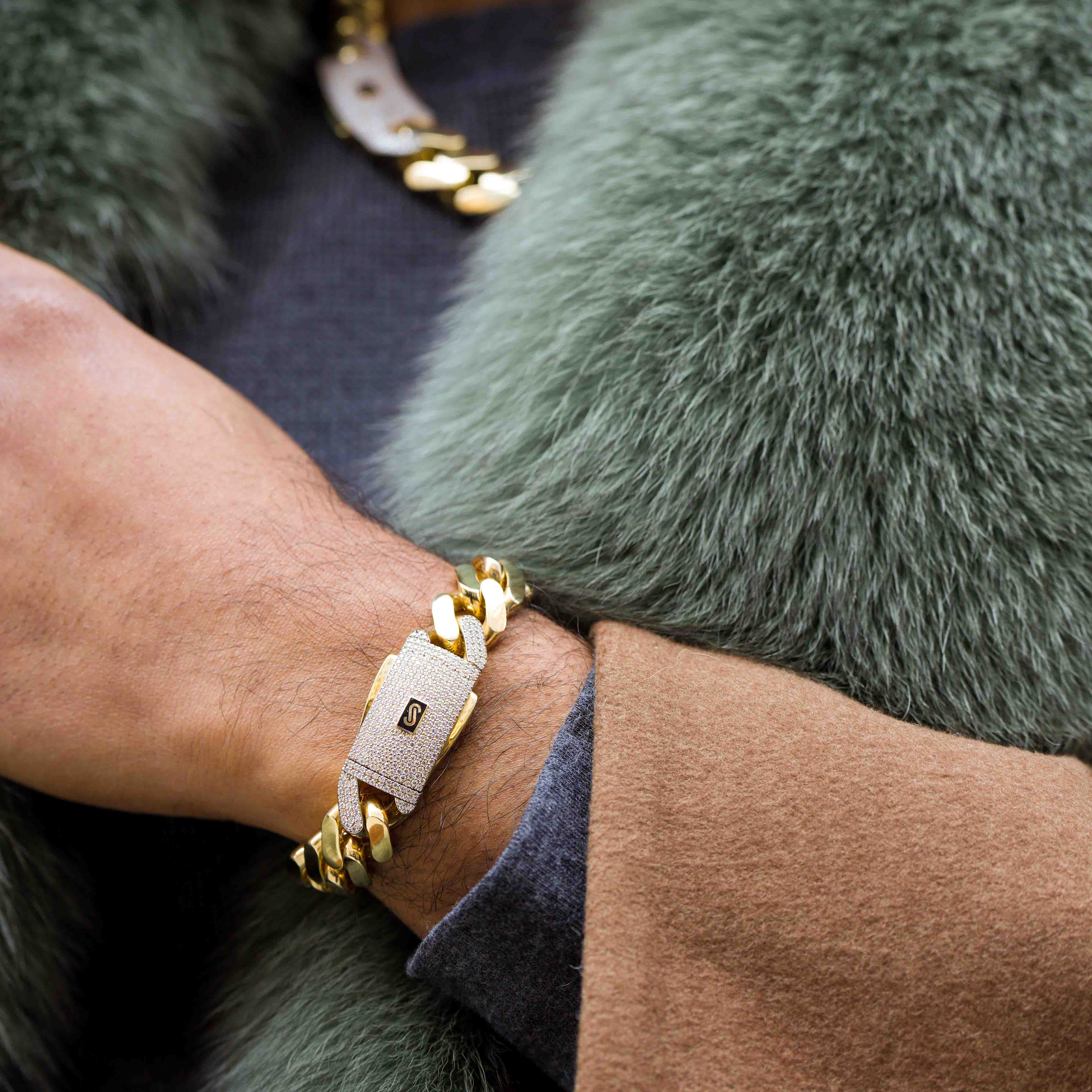 Men's Bracelet - Monaco Chain CLASSIC Pavé Lock