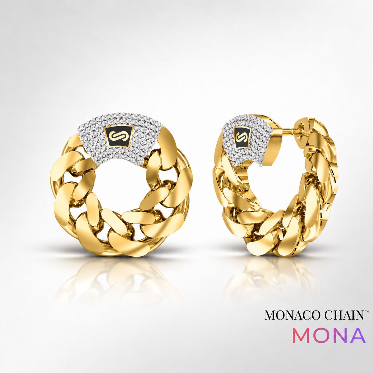 Women's Earrings - Monaco Chain MONA Pavé Lock