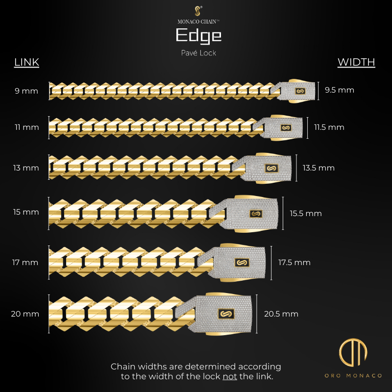 Men's Necklace - Monaco Chain EDGE Pavé Lock