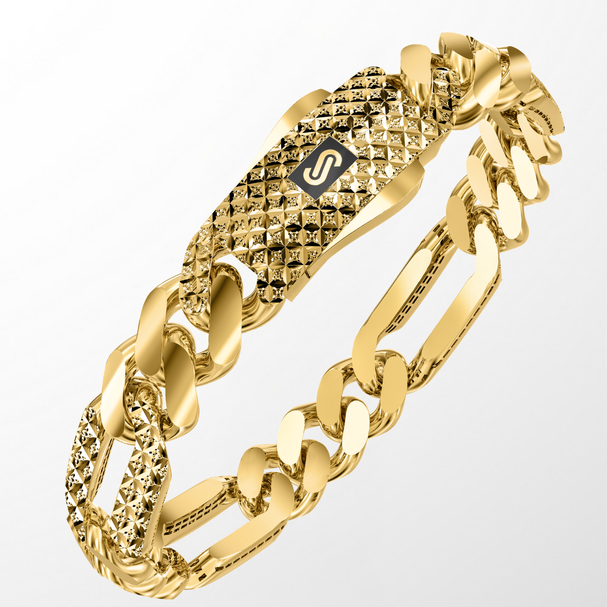Men's Bracelet- Monaco Chain FIGARO Alternate Flex