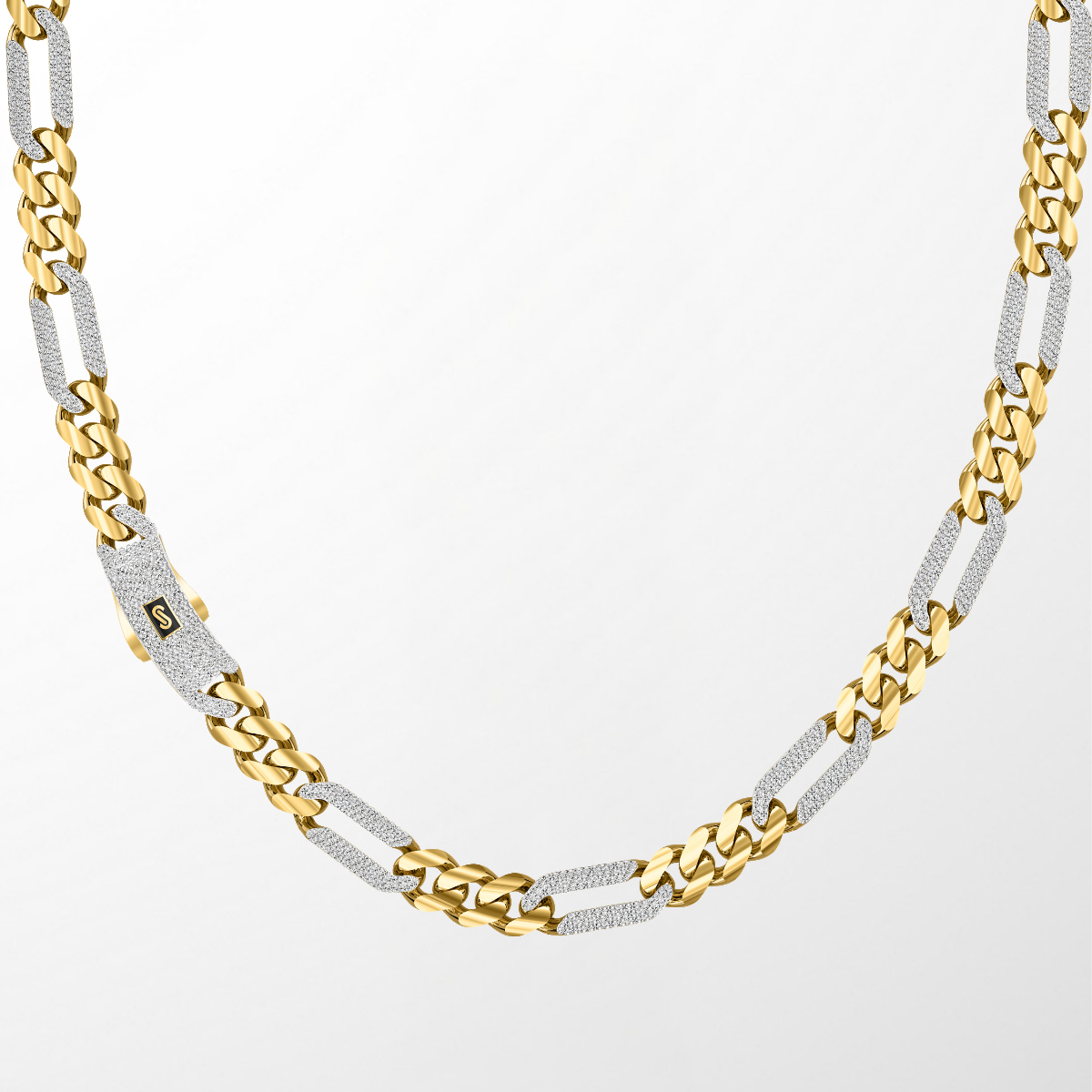 Women's Necklace/Choker - Monaco Chain FIGARO Alternate Pavé