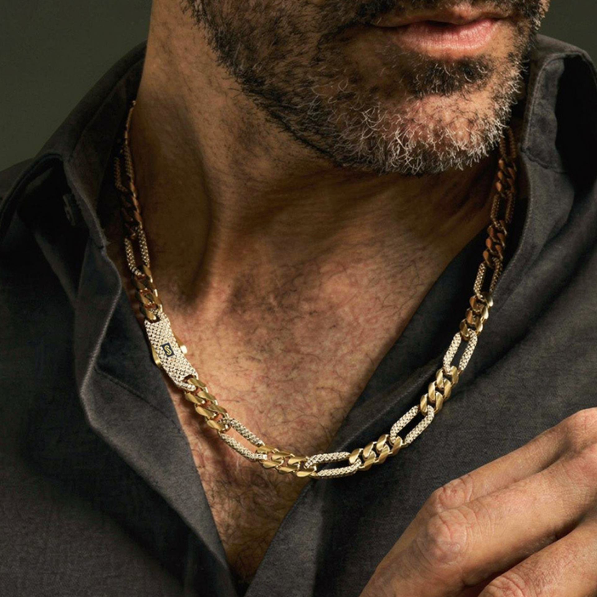 Men's Necklace - Monaco Chain FIGARO Alternate Flex