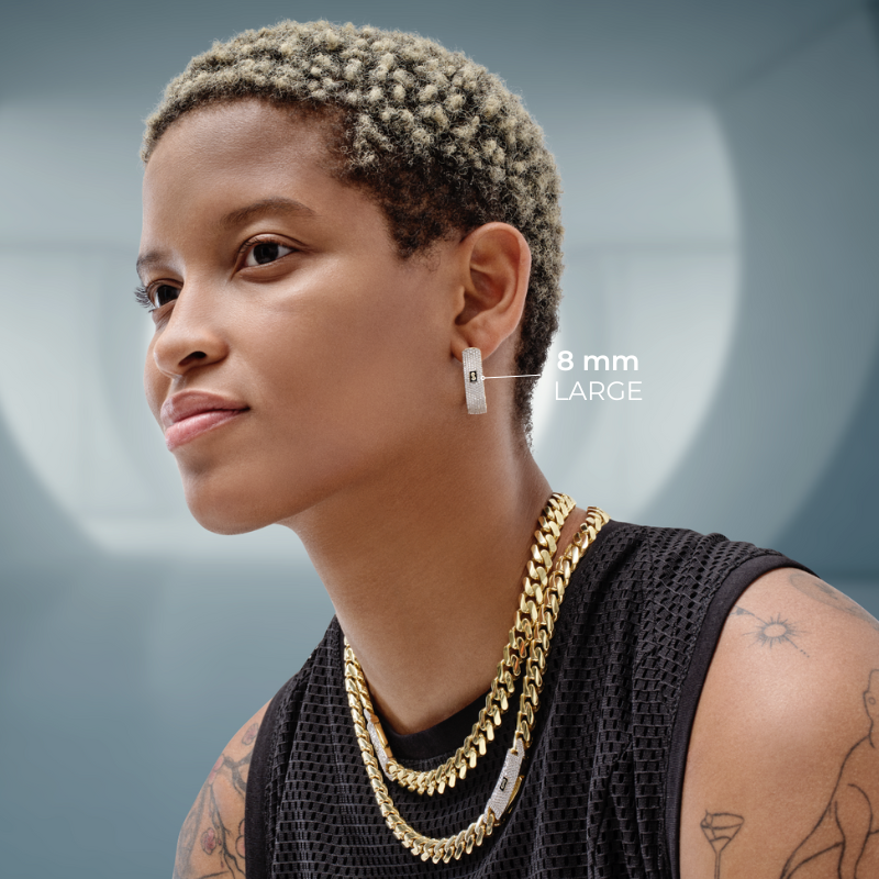 Aretes - Monaco Chain HOOP Pavé Lock