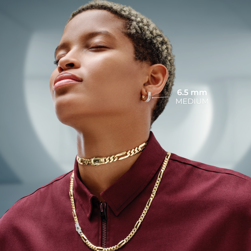 Aretes - Monaco Chain HOOP Pavé Lock