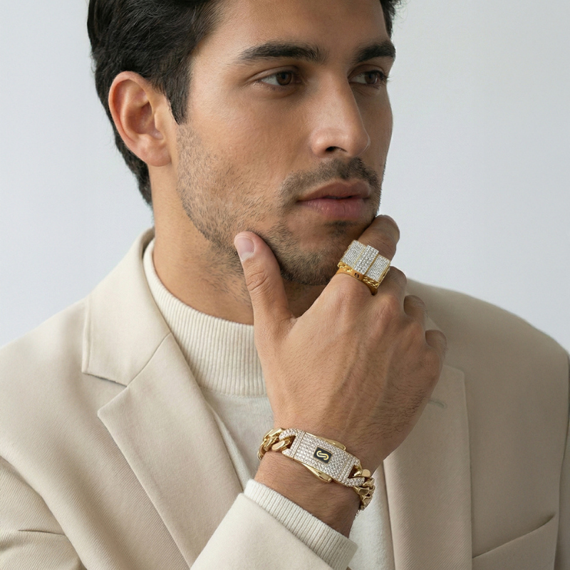 Pulsera De Hombre - Monaco Chain CLASSIC Pavé Lock
