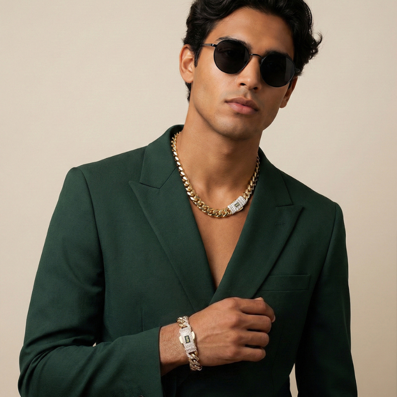 Men's Necklace - Monaco Chain CLASSIC Baguette Lock