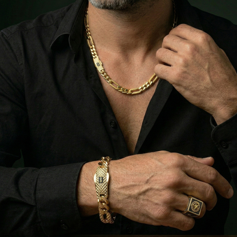 Men's Bracelet- Monaco Chain FIGARO Alternate Flex