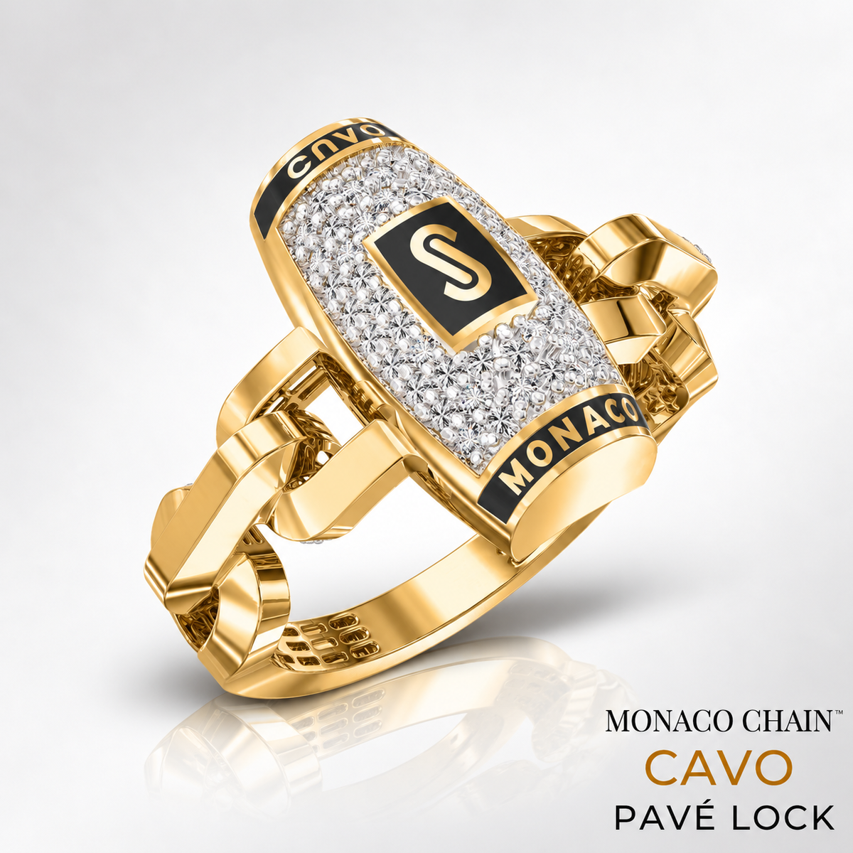 Women's Ring - Monaco Chain CAVO Pavé Lock