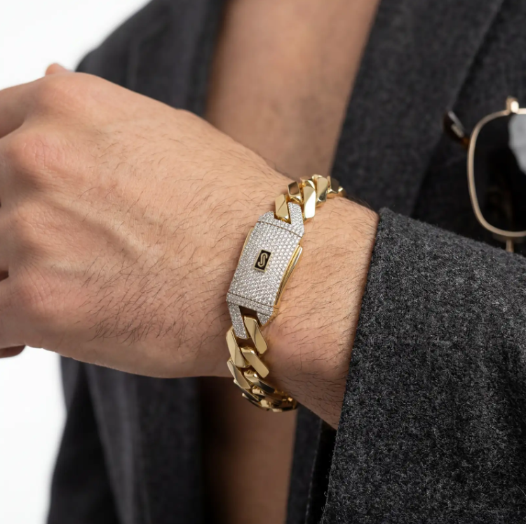 Men's Bracelet - Monaco Chain EDGE Pavé Lock