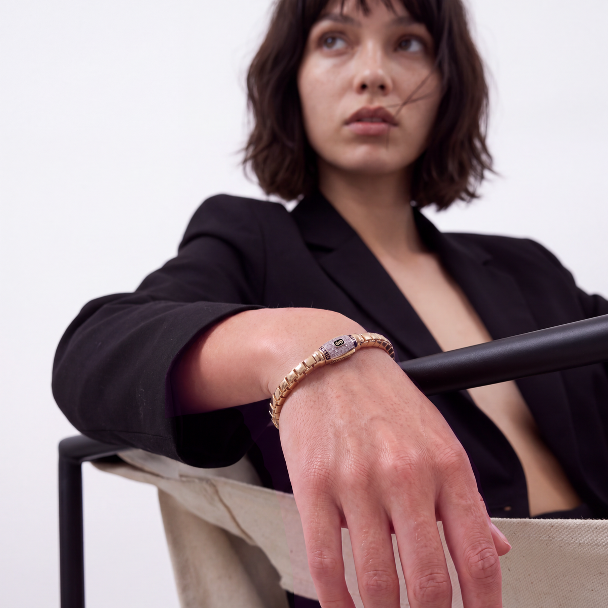 Women's Bracelet - Monaco Chain CUBE Pavé Lock