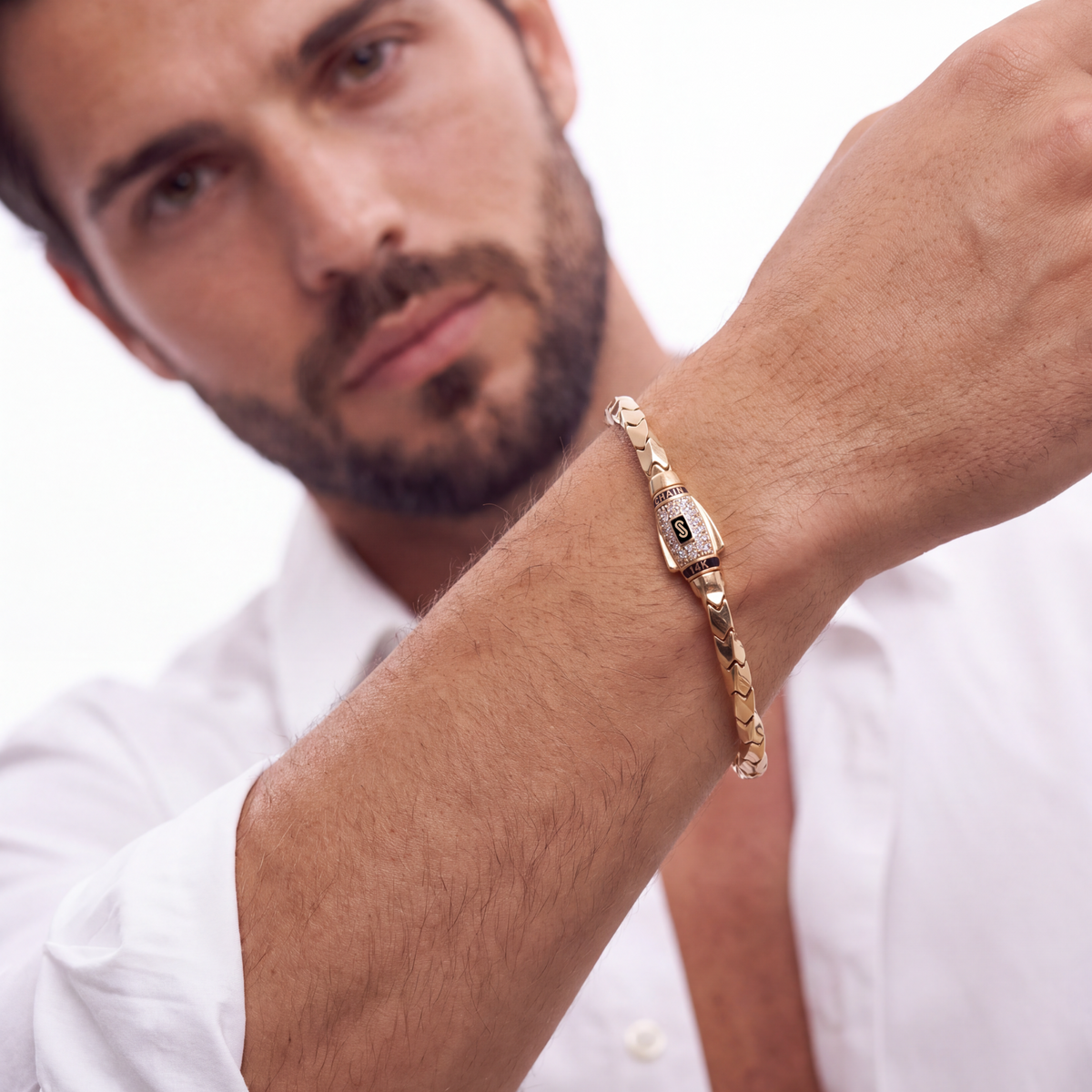 Men's Bracelet - Monaco Chain SPIN Pavé Lock