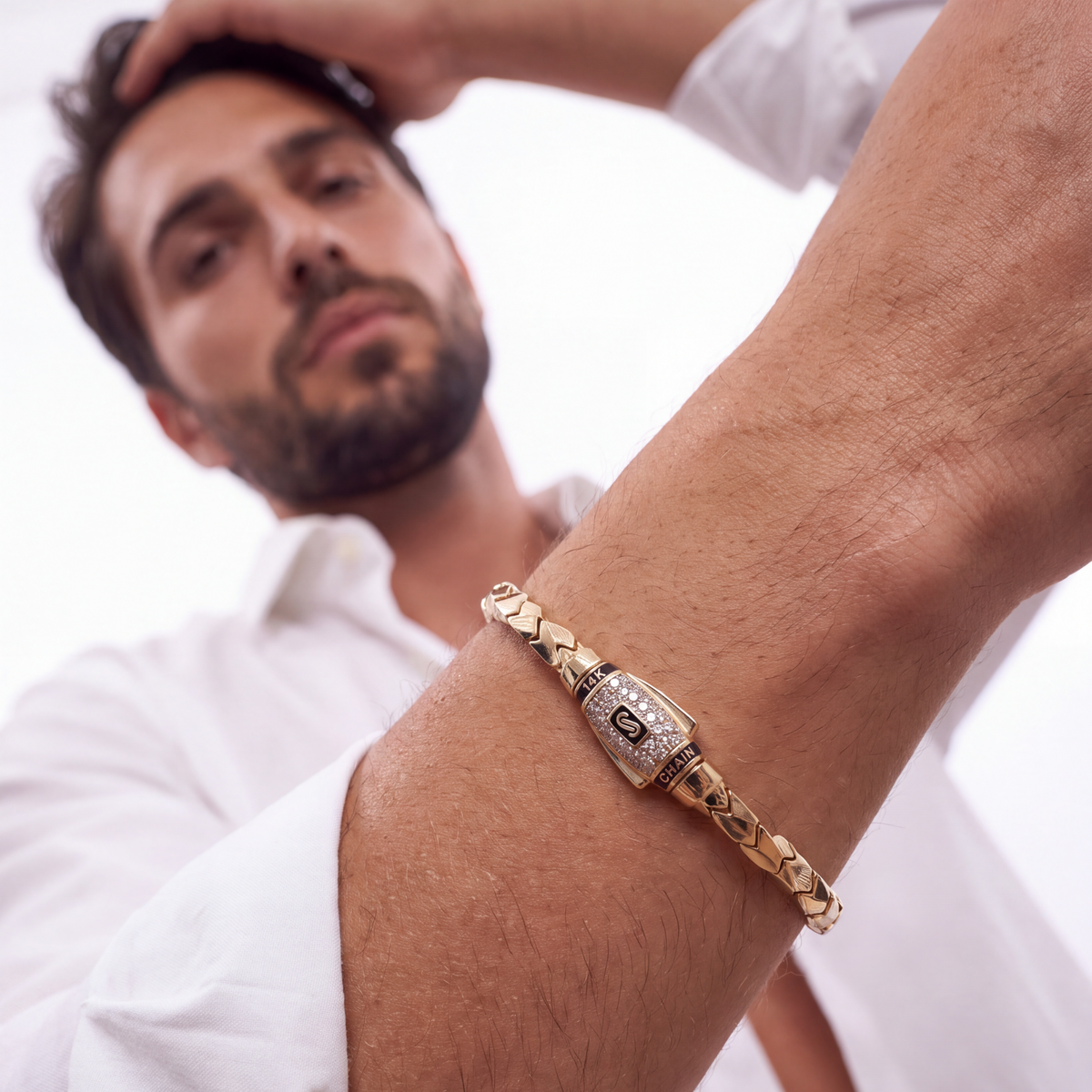 Men's Bracelet - Monaco Chain SPIN Pavé Lock