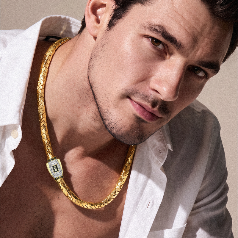 Men's Necklace - Monaco Chain SPIN Pavé Lock