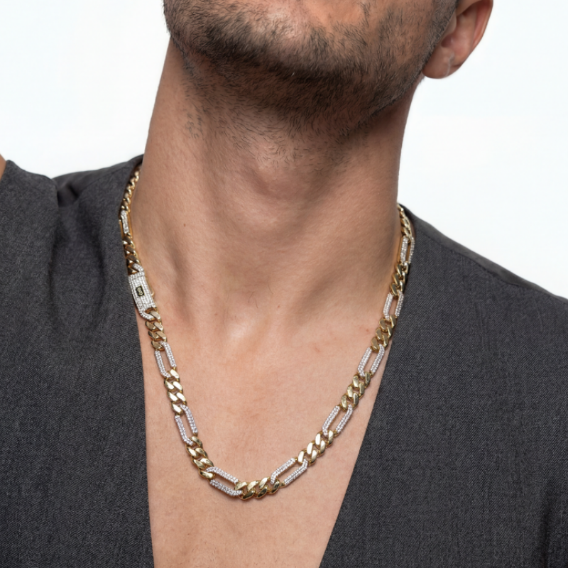 Men's Necklace - Monaco Chain FIGARO Alternate Pavé