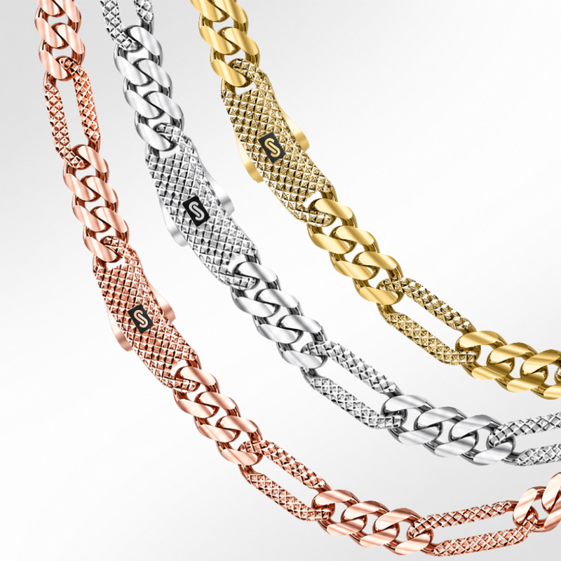 Men's Necklace - Monaco Chain FIGARO Alternate Flex