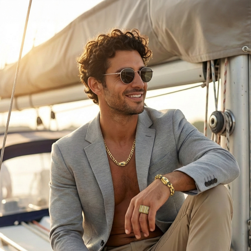 Men's Necklace - Monaco Chain FIGARO Plain