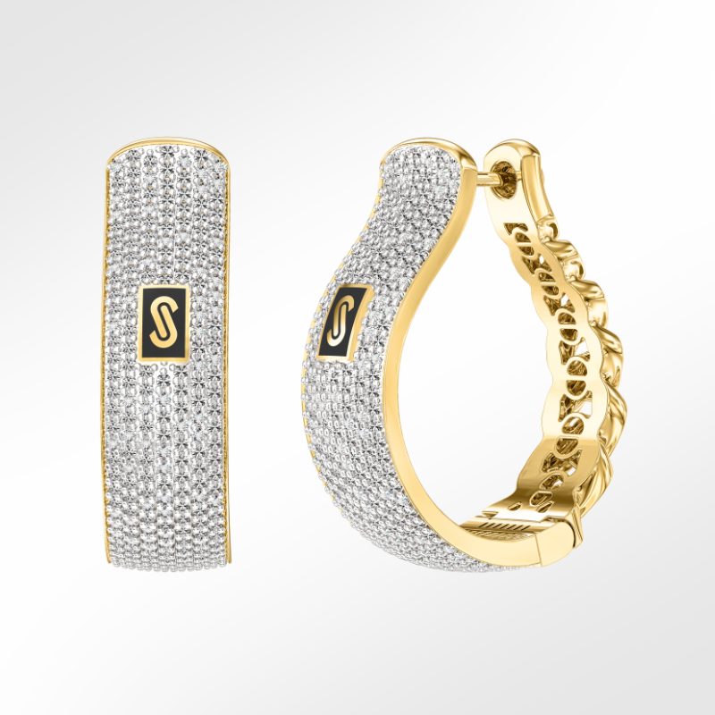 Women's Earrings - Monaco Chain HOOP Pavé Lock