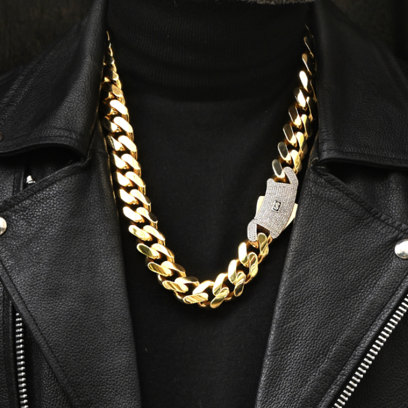 Collar de hombre - Monaco Chain CLASSIC Pavé Lock