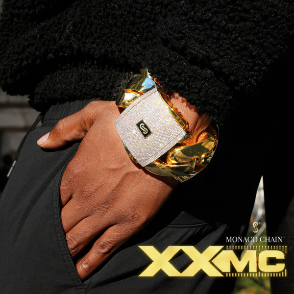 Men's Bracelet - Monaco Chain CLASSIC Pavé Lock - 50mm (XXMC)