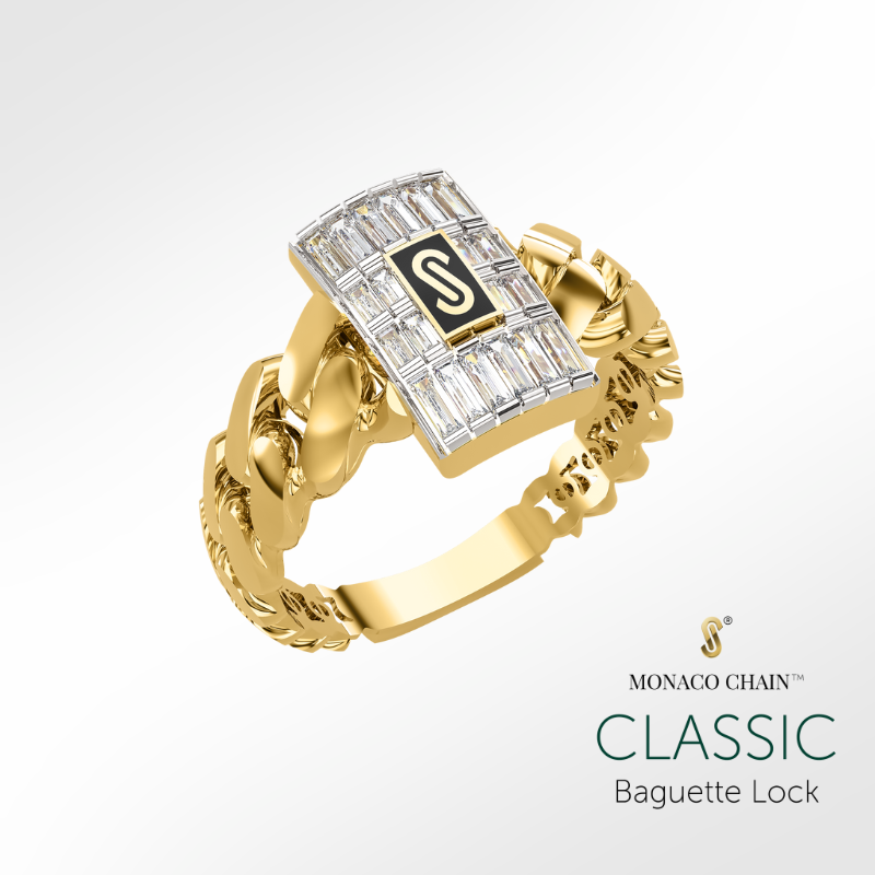 Anillo De Mujer - Monaco Chain CLASSIC Baguette Lock