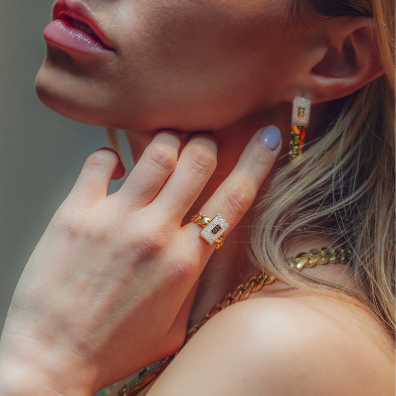 Anillo De Mujer - Monaco Chain CLASSIC Pavé Lock